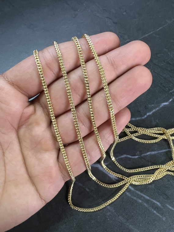 2mm Solid 10K Yellow Gold .925 Sterling Silver Franco Chain Gold
