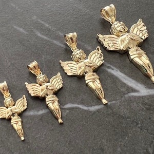 Authentic 10K Gold Guardian, Praying Baby Angel Pendant Yellow Gold ...