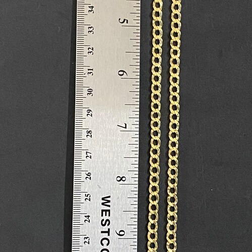 4mm Solid 10K Yellow Gold .925 Sterling Silver Miami Curb shops Link Chain 4mm 18