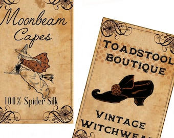 2026 Fun Halloween Witches Tags, Prim & Decoupage Perfect,  Instant Download +Bonus Victorian Tag Set