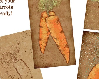 PRIM CARROTS for EASTER - Journals, Scrap, Digital, Tags, Primitive, Spring - Do You "Carrot All?" about fun rustic downloadables?