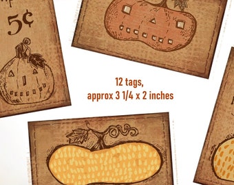 Kürbis-Wahnsinn! – JOLs Printables Digitale Etikettenbögen im rustikalen Stil mit Kürbissen und Zierkürbissen, Herbst-Look – Einfacher Download