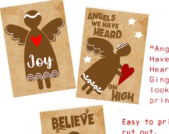 Angel Tags - Christmas Fun Tie Ons, For Mini Banners, Decoupage, Journaling, more. EZ to Cut Out.