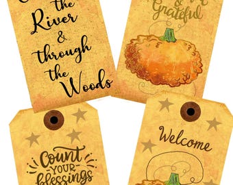 2026 New Autumn Blessings Tags,  Instant Thanksgiving and Fall Download, Easy to Print +Bonus Tag Set Too.