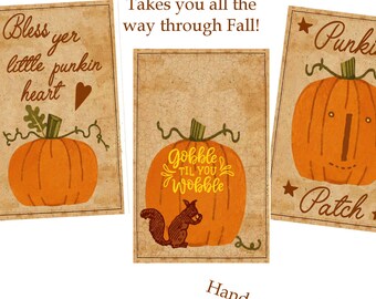 ALL SEASON Fall-Halloween-Thanksgiving Tag/Decoupage Instant DL, Easy to Print  - 3 Sheets + 1 Bonus Sheet