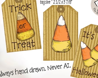 2026 New PUNKIN TEETH Candy Corn Pinstripe Printables,  Instant Halloween Download, Easy to Print +Bonus Post Cards Too