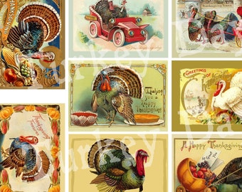 Tags - Printable TURKEY DAY Journal Collage Sheet - Prim Primitive Viktorian Scrapbooking, Instant Download Einfach zu drucken + schneiden