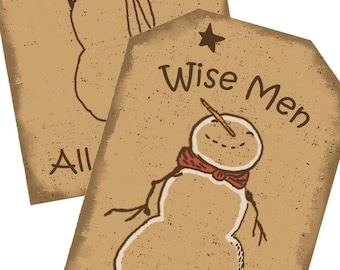 2026 New Favorite Flakes Snowmen, 4 Sheet Set Prim Tags,  Instant Download Easy to Print +Bonus Tag Set Too