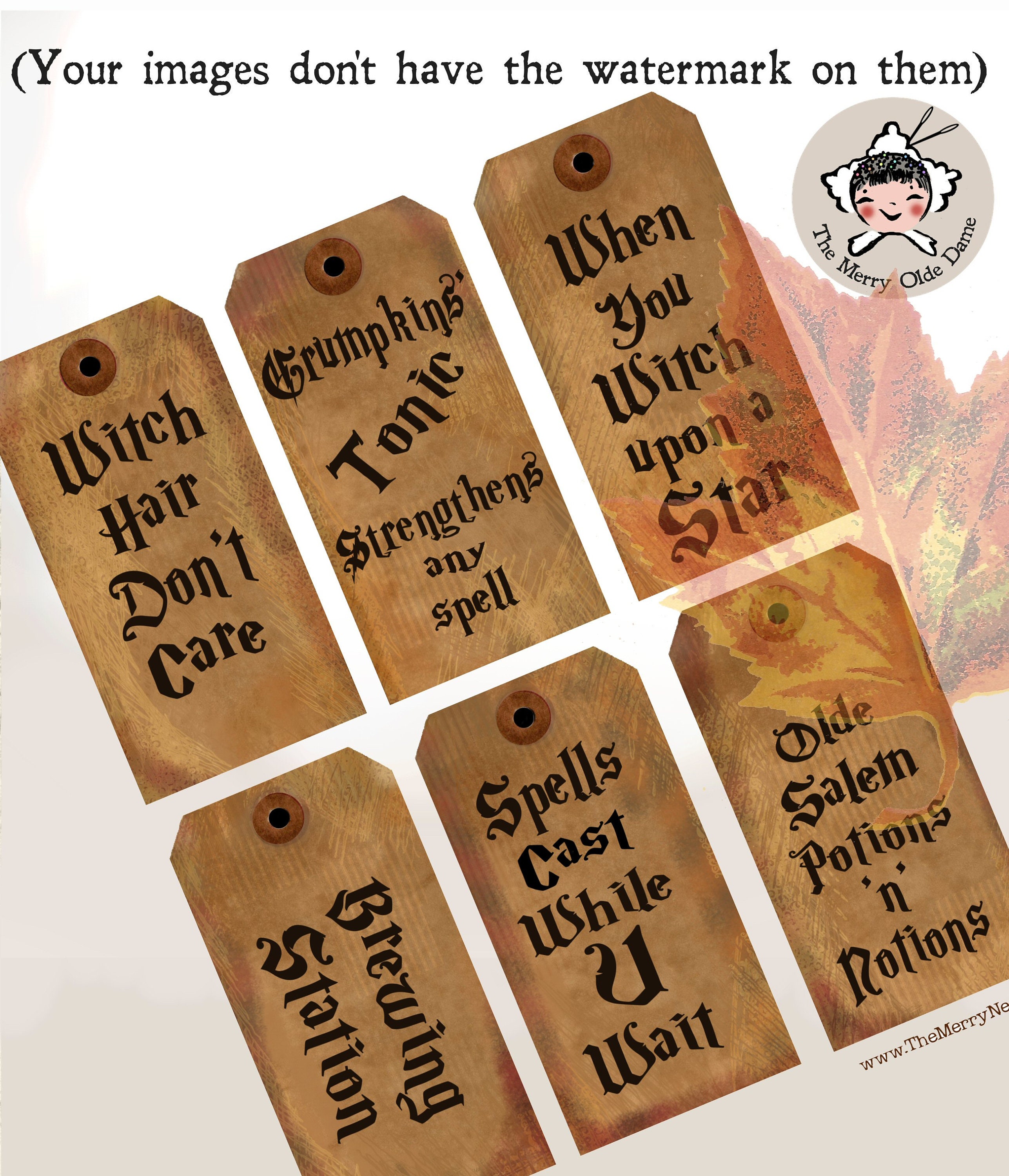 Witchy Words PRINTABLES Digital Rustic Prim Primitive Witch Tag Shabby ...