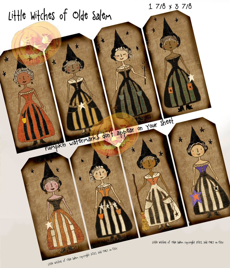 Olde Salem Prim Witches PRINTABLE Digital Halloween 8 Diff - Etsy