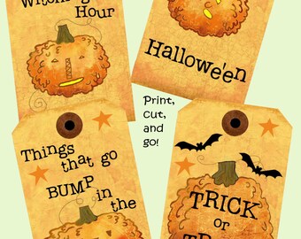 2026 Jumpy Bumpy Halloween Tags,  Instant Download Easy to Print +Bonus Tag Set Too. Welcome Fall Fans, These Are Wild
