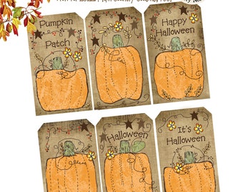 Country Cousins Kürbis Halloween + Herbst - Instant Download Jack O'lantern Primitive