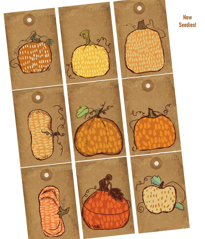 2023 SEEDIES Pumpkins PRINTABLES Digital Rustic Prim Primitive Pumpkins ...