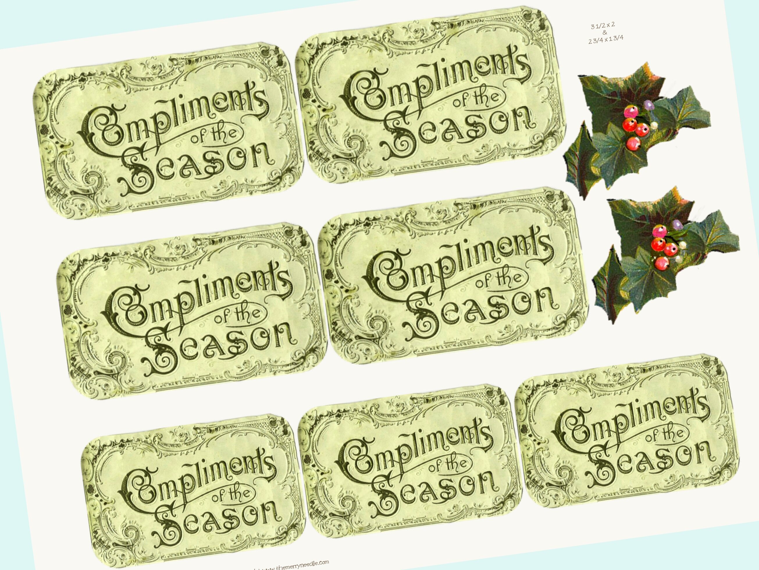 Compliments Tag COMPLIMENTS of the SEASON Antique Image Digital Tags Rustic Prim Hang ...
