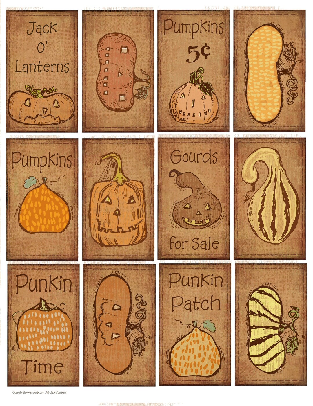 2023 Jolly Jacks Jols PRINTABLES Digital Rustic Prim Primitive Pumpkins ...