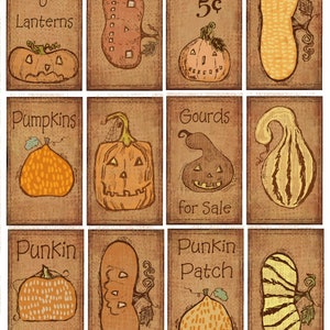 Ye Olde Jolly Jacks JOLs PRINTABLES Digital Rustic Prim Primitive Pumpkins Tag Shabby Autumn Fall - Download Easy to Print and Cut