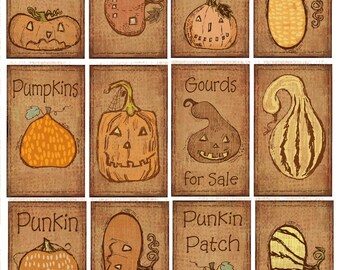 2023 Jolly Jacks JOLs PRINTABLES Digital Rustic Prim Primitive Pumpkins Tag Shabby Autumn Fall - Download Easy to Print and Cut