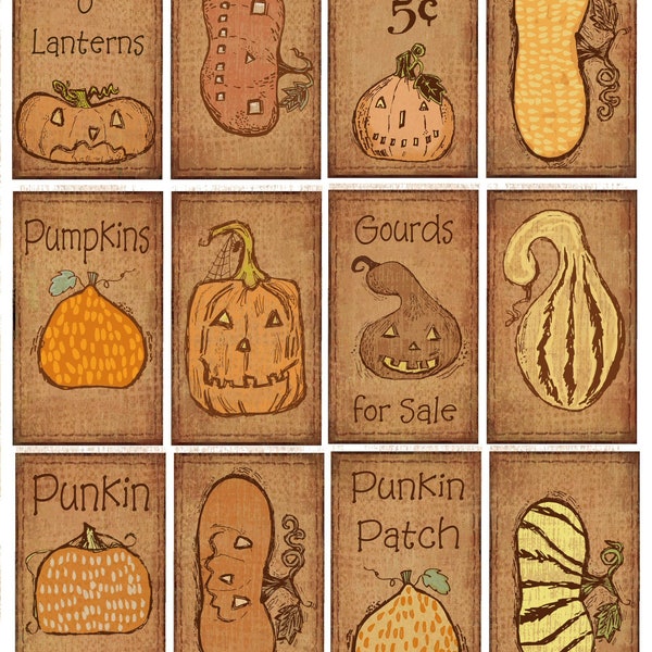 2023 Jolly Jacks JOLs PRINTABLES Digital Rustic Prim Primitive Pumpkins Tag Shabby Autumn Fall - Download Easy to Print and Cut