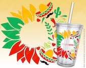 Cinco de Mayo Sunflower Starbucks Cup SVG Full Wrap Presized for 24oz Cold Cup Cut File