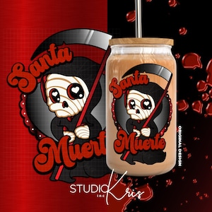 Santa Muerte Concha Dia de los Muertos Tag der Toten SVG für UV DTF 16 Unzen kann Glas wickeln | Digitaler Download