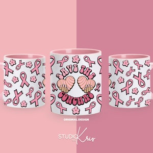 Save The Conchas Cafecito y Chisme Breast Cancer Concha 12oz Mug Sublimation Design | PNG | Digital Download