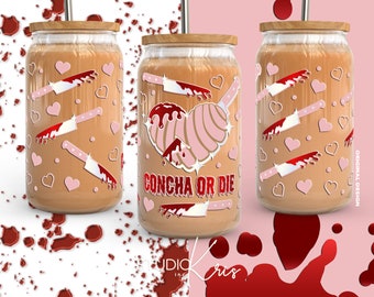 Concha or Die Cafecito y Chisme Valentine's Day SVG for UV DTF 16oz Can Glass Wrap | Digital Download