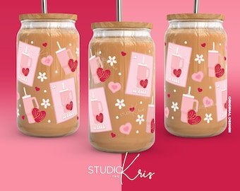 El Agua Concha Lotería Valentine's Day PNG for UV DTF 16oz Can Glass Wrap | Digital Download