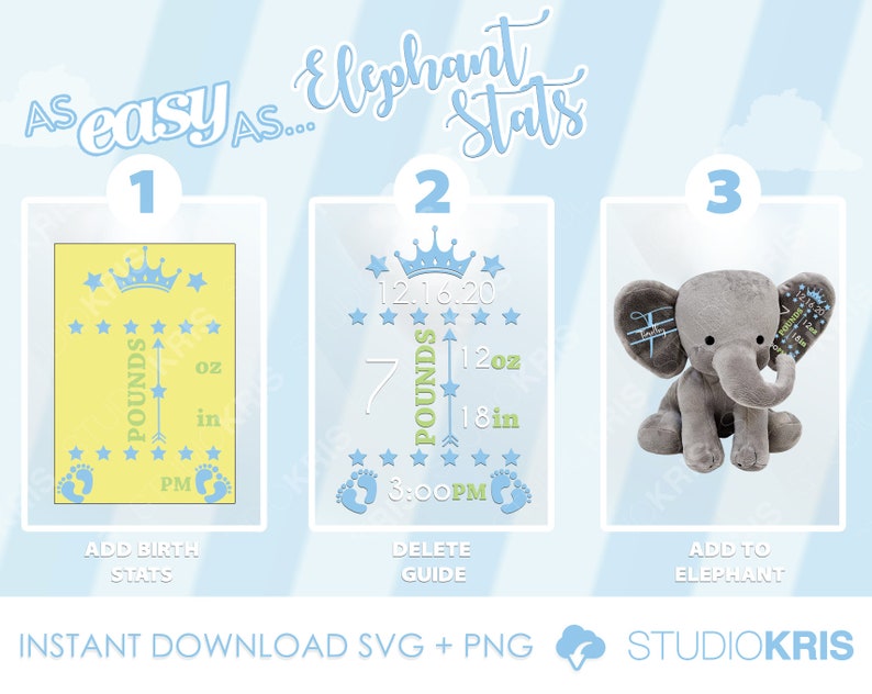 Download Cut File Digital Download Png Newborn Baby Girl Boy Personalised Elephant Birth Stats Svg Bundle Svg Keepsake Gift Clip Art Art Collectibles