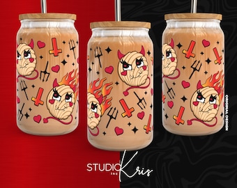 Diabla Conchita Halloween Concha Cafecito y Chisme SVG for UV DTF 16oz Can Glass Wrap | Digital Download