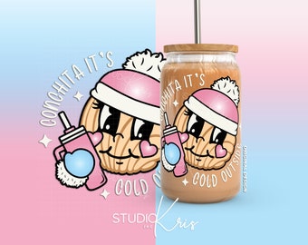 Conchita It's Cold Outside Christmas Concha SVG for UV DTF 16oz Can Glass Wrap | Digital Download