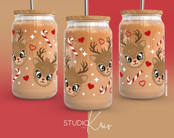 Reindeer Conchita Christmas SVG for UV DTF 16oz Can Glass Wrap | Digital Download