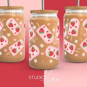 Paleta de Fresa Valentine&#39;s Day SVG for UV DTF 16oz Can Glass Wrap | Digital Download
