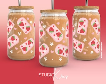 Paleta de Fresa Valentine's Day SVG for UV DTF 16oz Can Glass Wrap | Digital Download