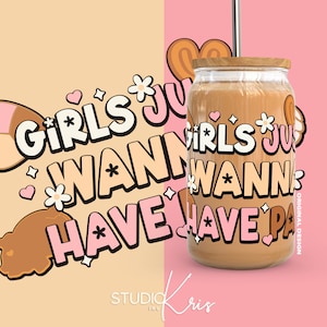 Girls Just Wanna Have Pan Cafecito y Chisme SVG for UV DTF 16oz Can Glass Wrap | Digital Download