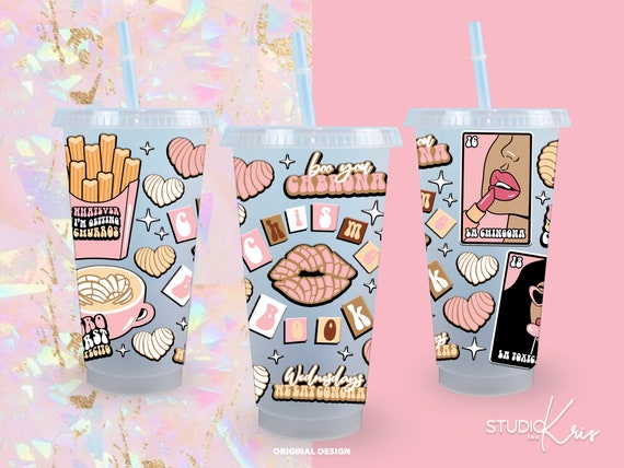 Chisme Book Cafecito y Chisme SVG for UV DTF 24oz Cold Cup Wrap | Digital Download