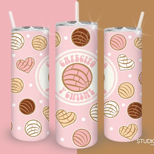Cafecito y Chisme 20oz Skinny Tumbler Sublimation Design Template | Straight & Tapered PNG Digital Download