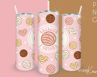 Cafecito y Chisme 20oz Skinny Tumbler Sublimation Design Template | Straight & Tapered PNG Digital Download