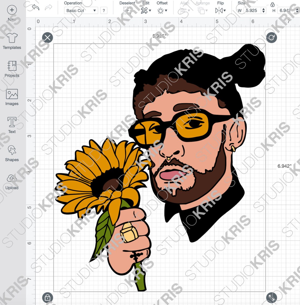 Bad Bunny Sunflower SVG Cut File Easy To Layer | Etsy