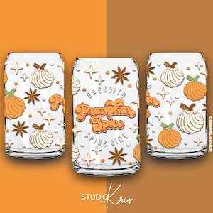 Pumpkin Spice Concha Cafecito y Chisme SVG for UV DTF 16oz Can Glass Wrap | Digital Download