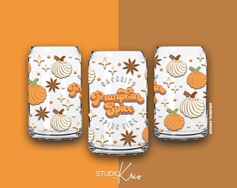 Pumpkin Spice Concha Cafecito y Chisme SVG for UV DTF 16oz Can Glass Wrap | Digital Download