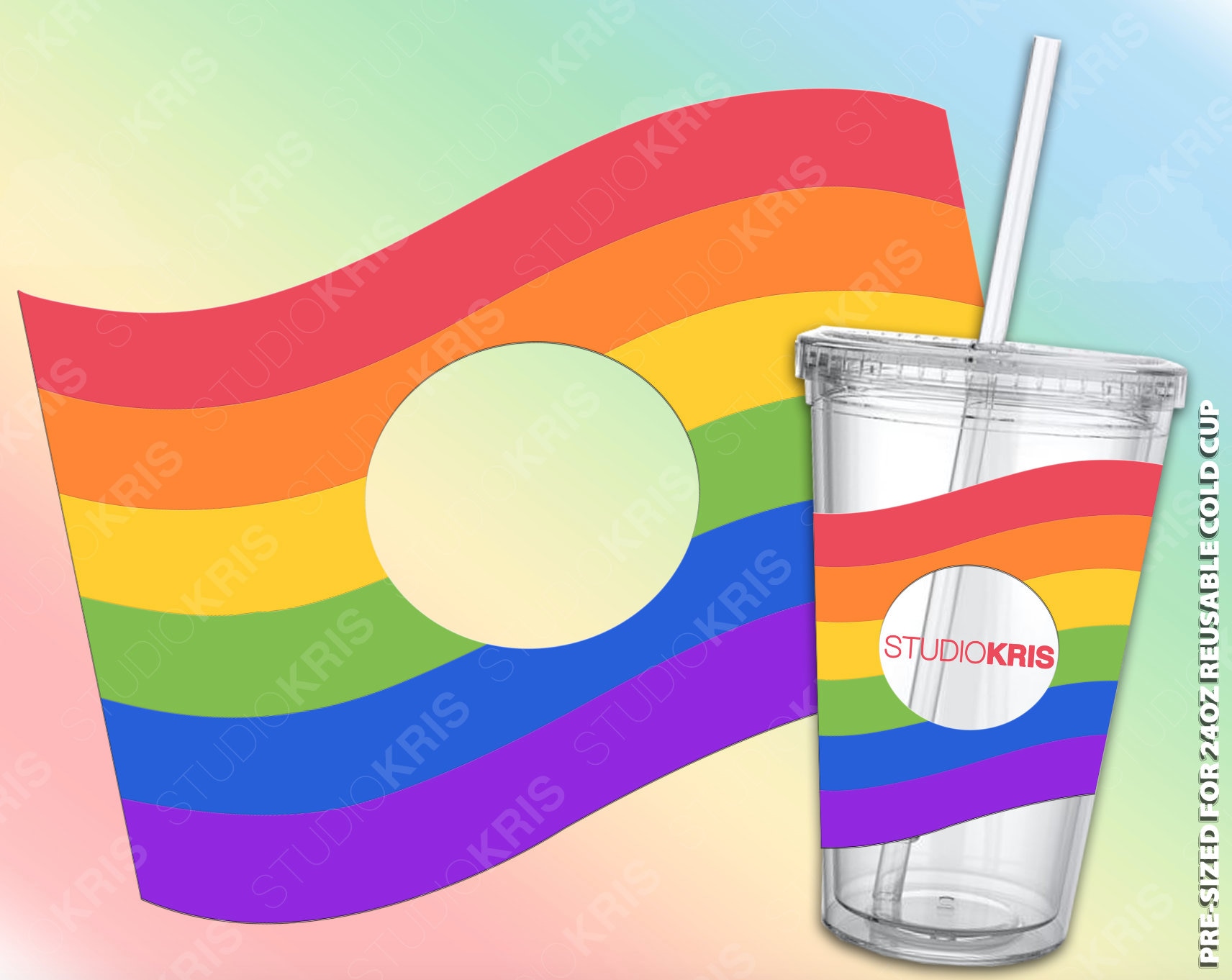 Pride Flag LGBTQ Pride Month Starbucks Cup SVG Presized Full Etsy