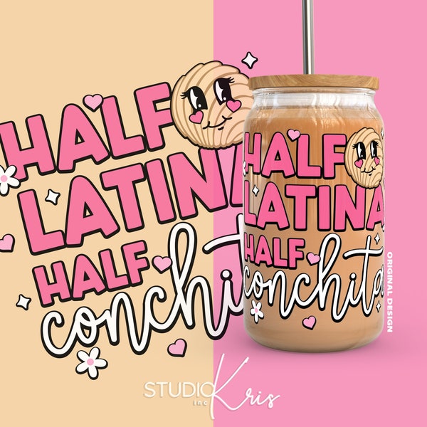 Half Latina Half Conchita Cafecito y Chisme SVG for UV DTF 16oz Can Glass Wrap | Digital Download