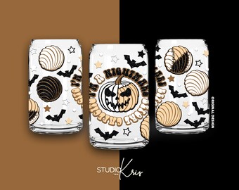 I'm a Nightmare Before Cafecito Halloween Concha SVG for UV DTF 16oz Can Glass Wrap | Digital Download