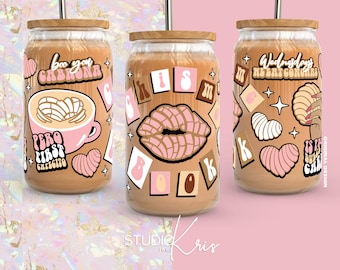 Chisme Book Cafecito y Chisme Valentine&#39;s Day SVG for UV DTF 16oz Can Glass Wrap | Digital Download