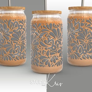 Steenbok sterrenbeeld Mexicaanse talavera 16oz blikje glas wrap SVG Mexicana | Digitale download