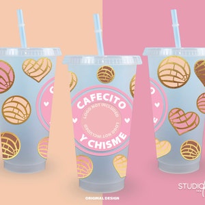 Cafecito y Chisme SVG for UV DTF 24oz Cold Cup Wrap | Digital Download