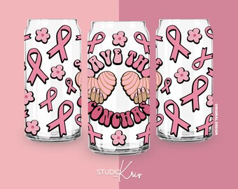 Save The Conchas Cafecito y Chisme Breast Cancer Concha SVG for UV DTF 20oz Can Glass Wrap | Digital Download