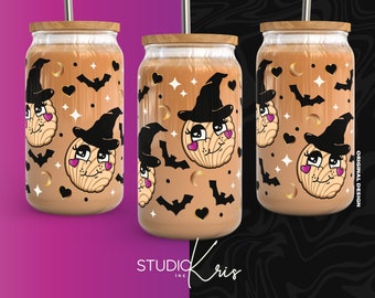 Brujita Conchita Halloween Concha Cafecito y Chisme SVG for UV DTF 16oz Can Glass Wrap | Digital Download