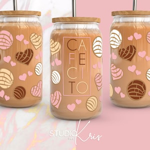 Cafecito y Chisme Valentine&#39;s Day SVG for UV DTF 16oz Can Glass Wrap | Digital Download