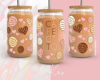 Cafecito y Chisme Valentine&#39;s Day SVG for UV DTF 16oz Can Glass Wrap | Digital Download